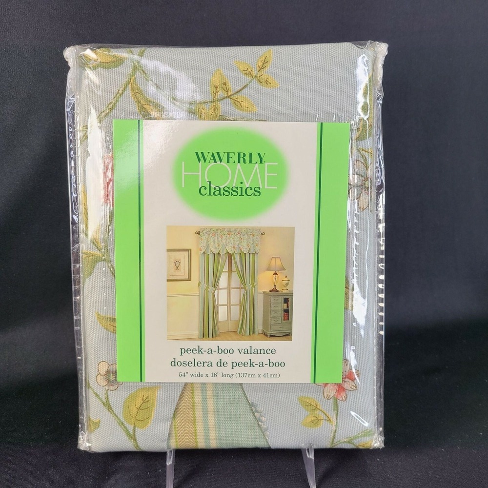 Waverly Window Valance Nassau Vine Mist Peek a Boo Scalloped Cottagecore New